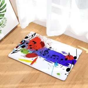 Коврик напольный. Скрипичный ключ, ноты. Полиэстер. Размер 50х80 см.