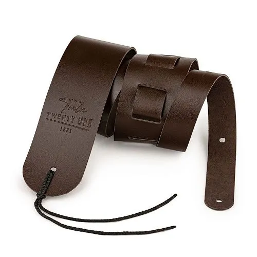 1221-65-1-BRN Ремень для гитары, кожаный, коричневый.