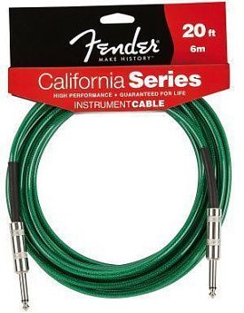 Fender 20` California Instrument Cable Surf Green Кабель инструментальный.
